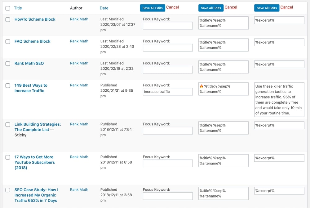 MODIFICATION EN MASSE DES TITRES ET DESCRIPTIONS DE TOUT VOTRE CONTENU