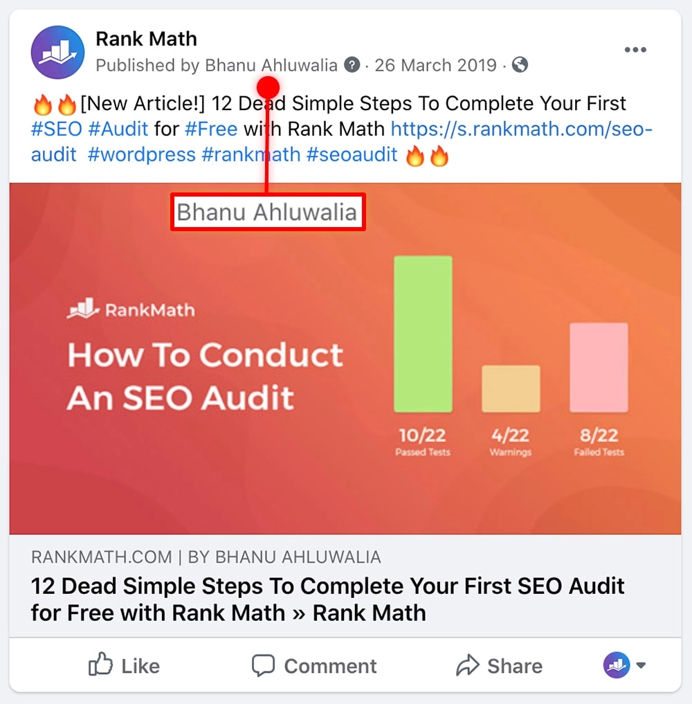 FACEBOOK AUTHORSHIP AVEC L'OUTIL RANK MATH