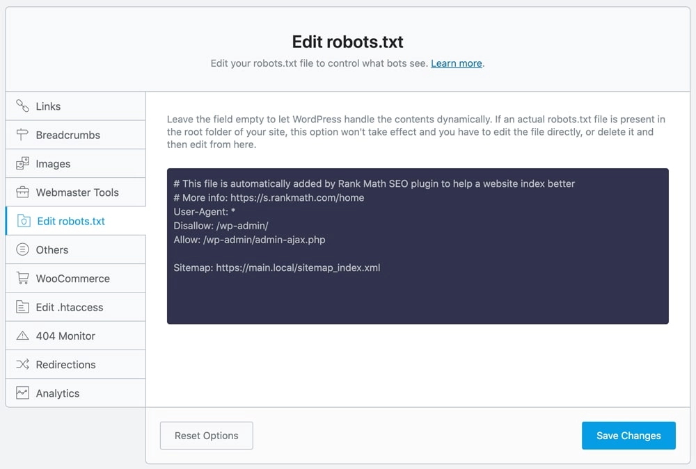 ÉDITEUR ROBOTS.TXT AVEC L'OUTIL RANK MATH