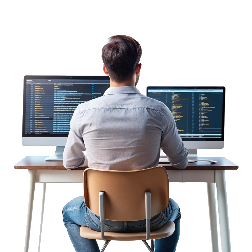 Contexte de programmation avec une personne travaillant sur un ordinateur